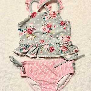 Cheeky Plum Pink and White Swimsuit